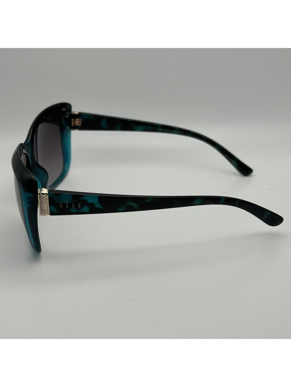 ELLE Women's Oversized Square Teal & Black Tortoise Sunglasses - Picture 4 of 10